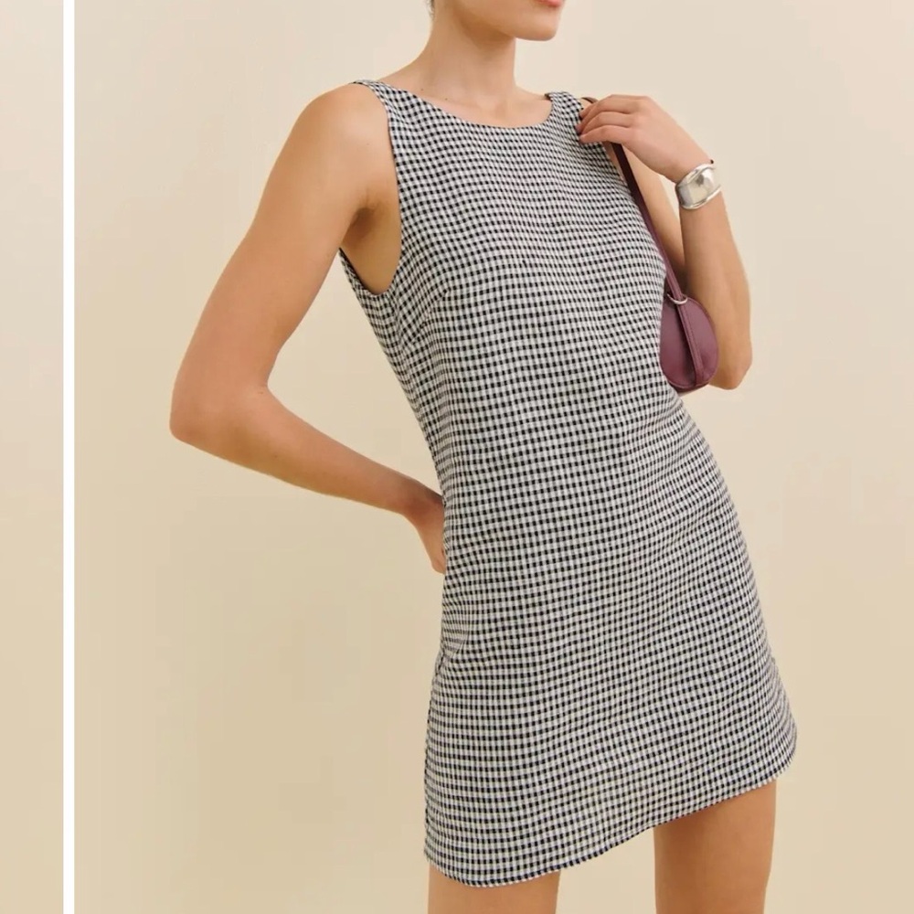 NWT Reformation Rosemond Linen Dress - Classic Black and White Checkered Dress
